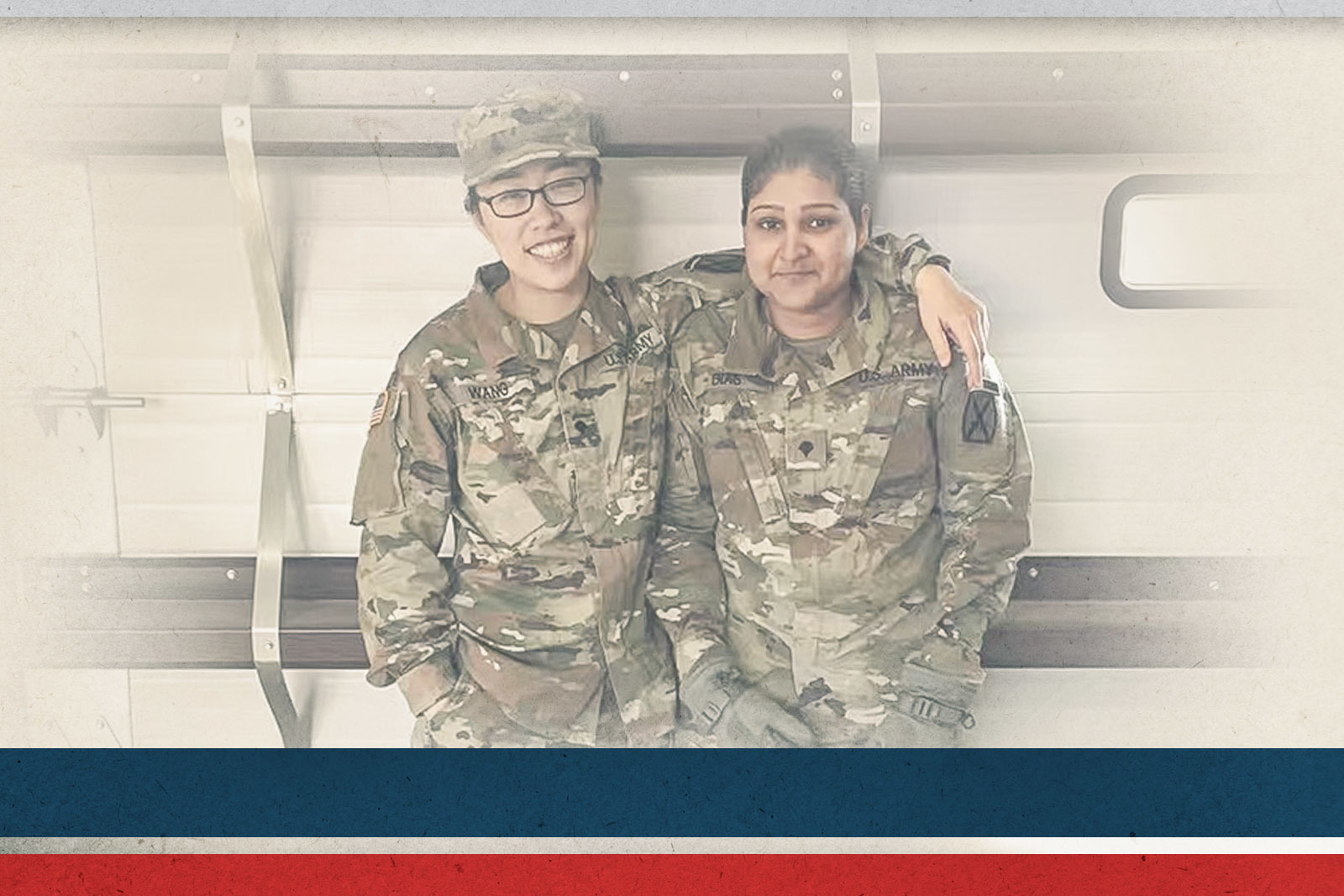Financial Management Technician SPC Rishika Blevins, right, with then SPC (now SSG) Mengqi Wang, left, at Fort Drum in New York.