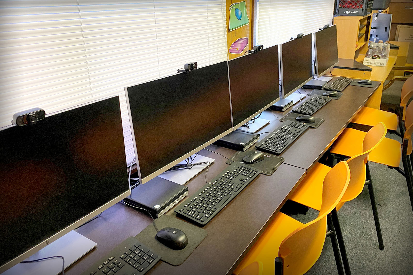 a row of computers at The Boys and Girls Club of Washington County