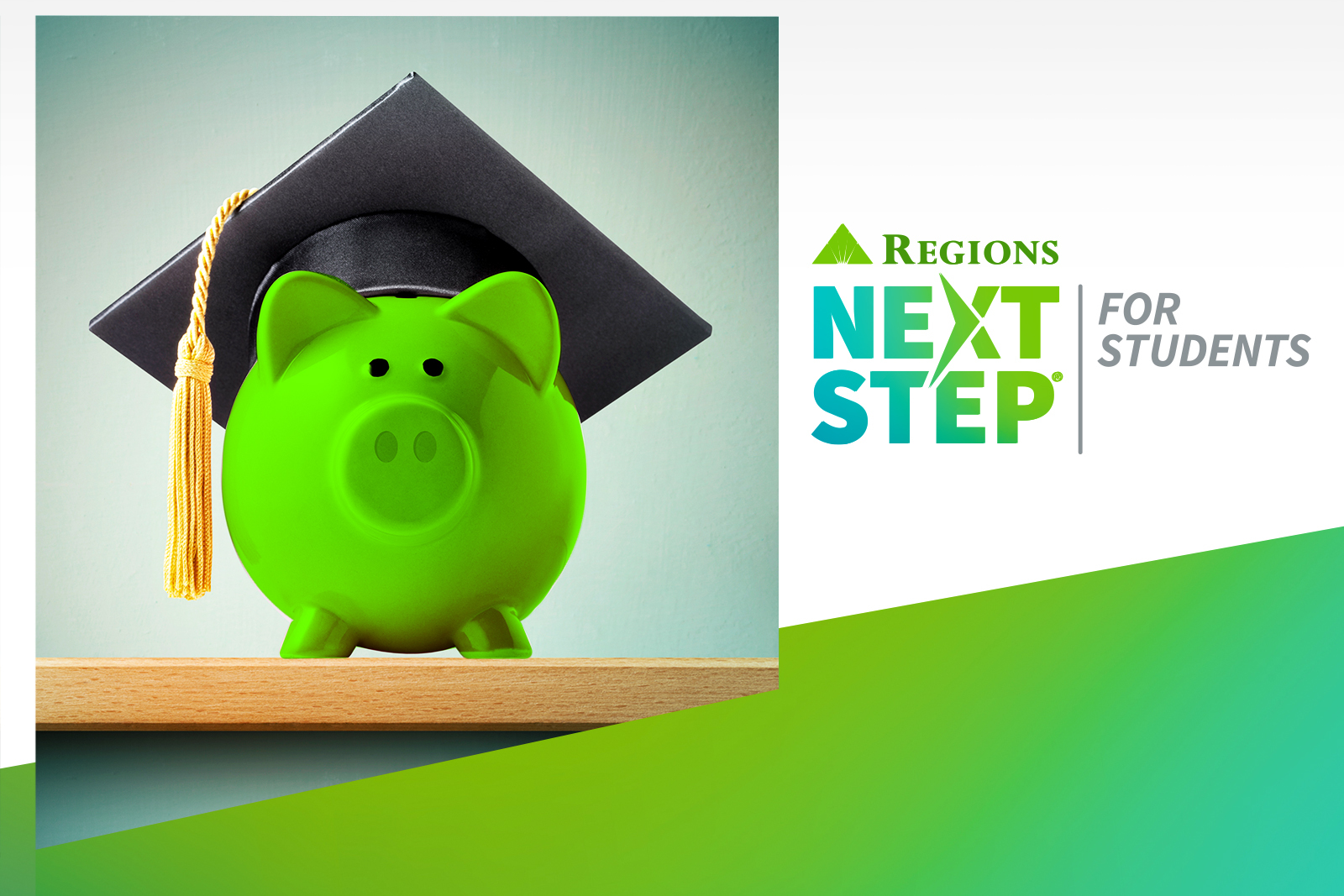 a green piggy bank with a graduation cap