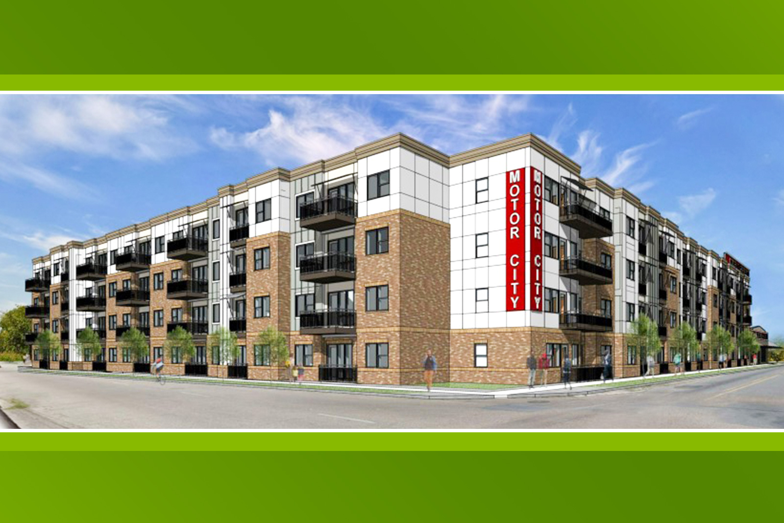 rendering of Motor City apartment complex