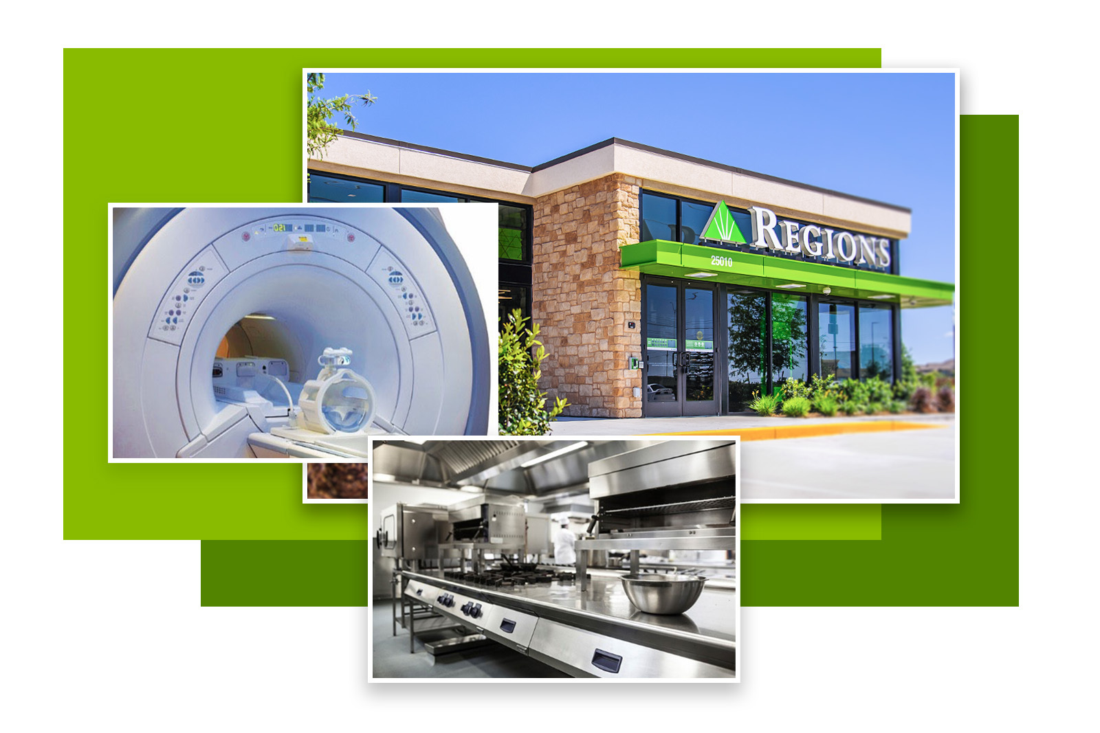 Regions bank branch and equipment images.