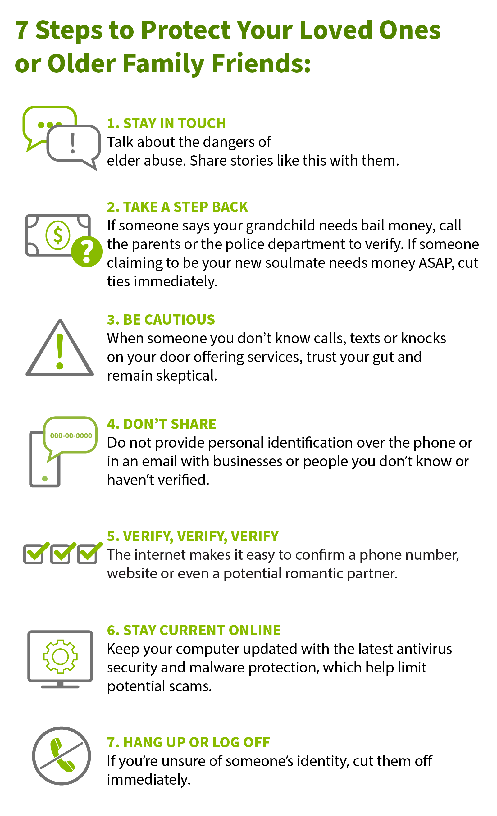 7 Steps to Fight Elder Fraud infographic, click for pdf
