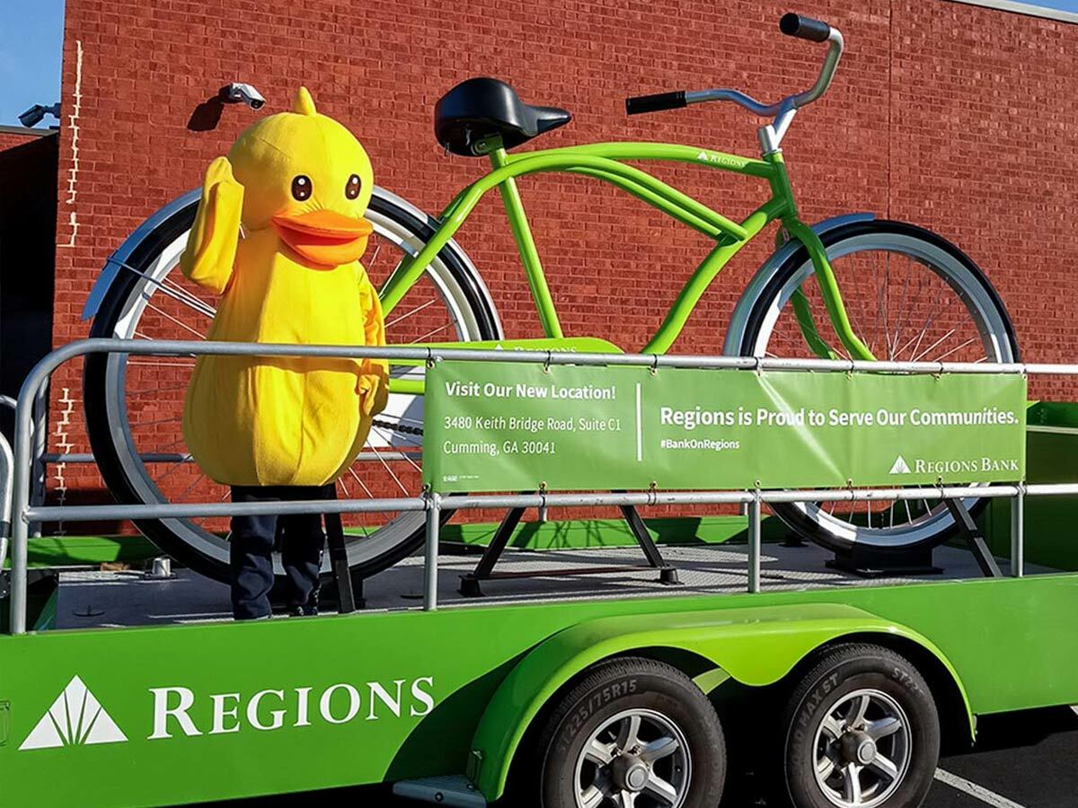 Duck Mascot on Big Bike
