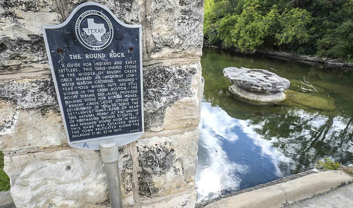 In early Texas, Round Rock at Bushy Creek served as a landmark for settlers moving west or cattle drives headed up the Chisolm Trail.