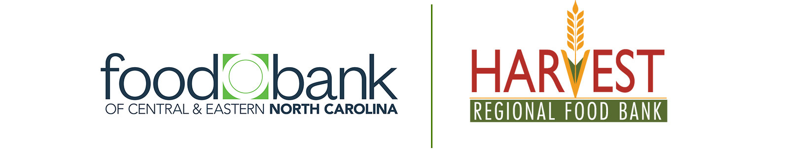 food bank of central and eastern North Carolia, and harvest regional foodbank logos