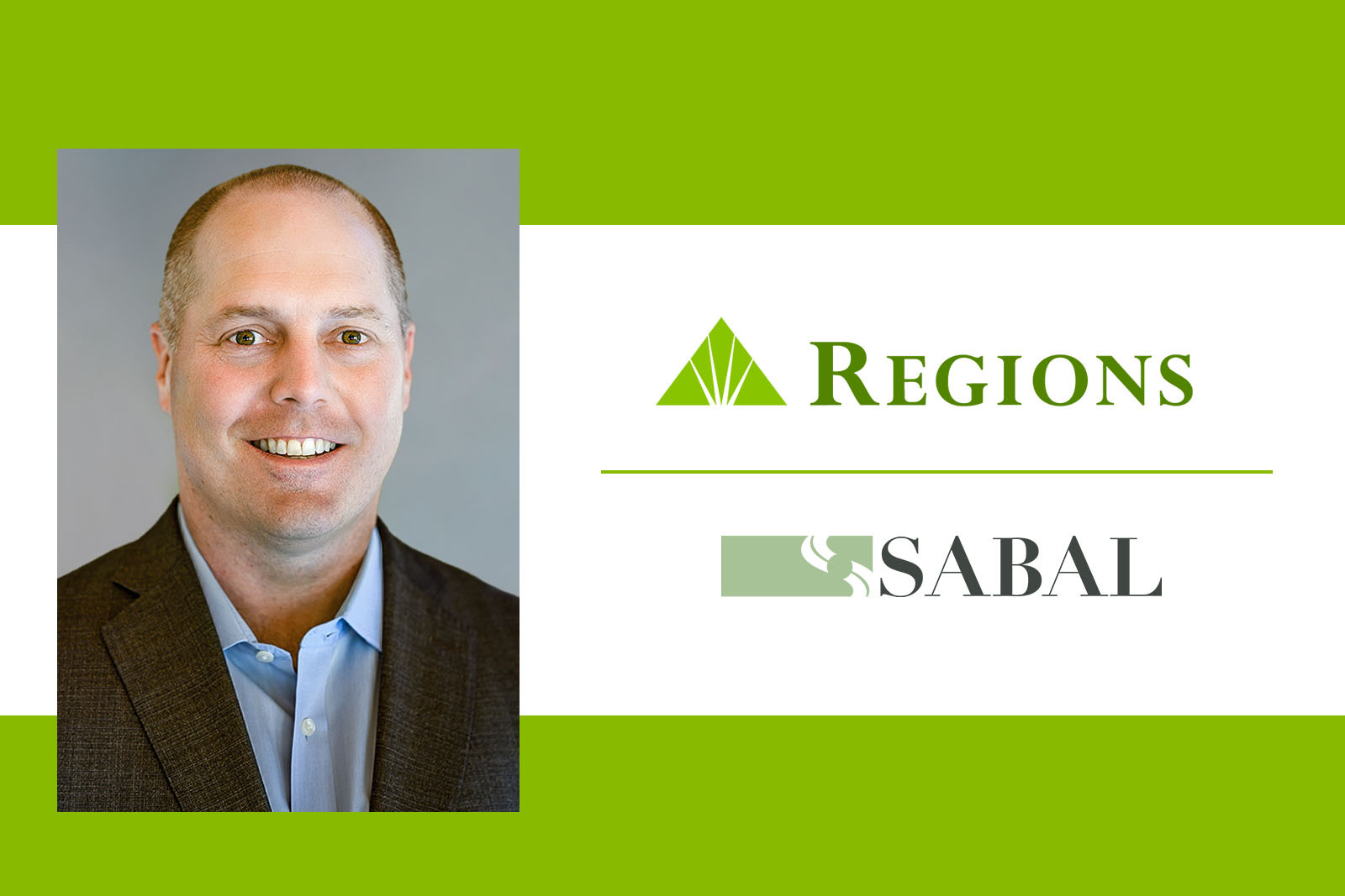photo of Jason Scott with Regions and Sabal logos