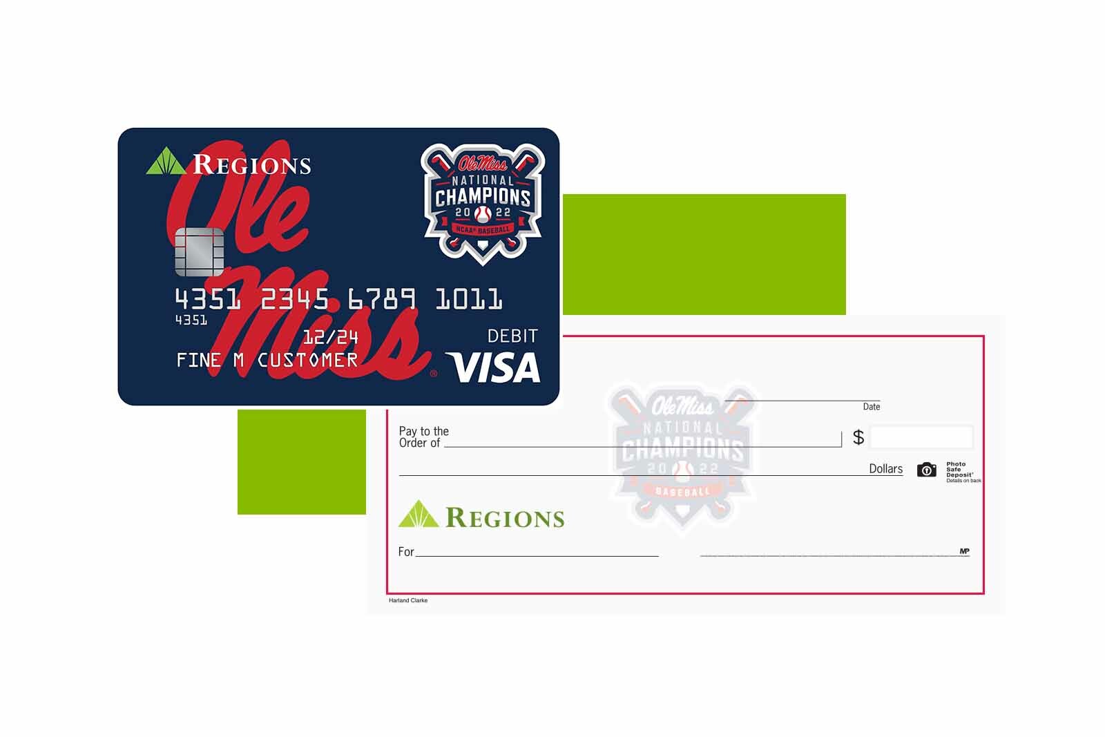 Ole Miss Baseball debit card and check