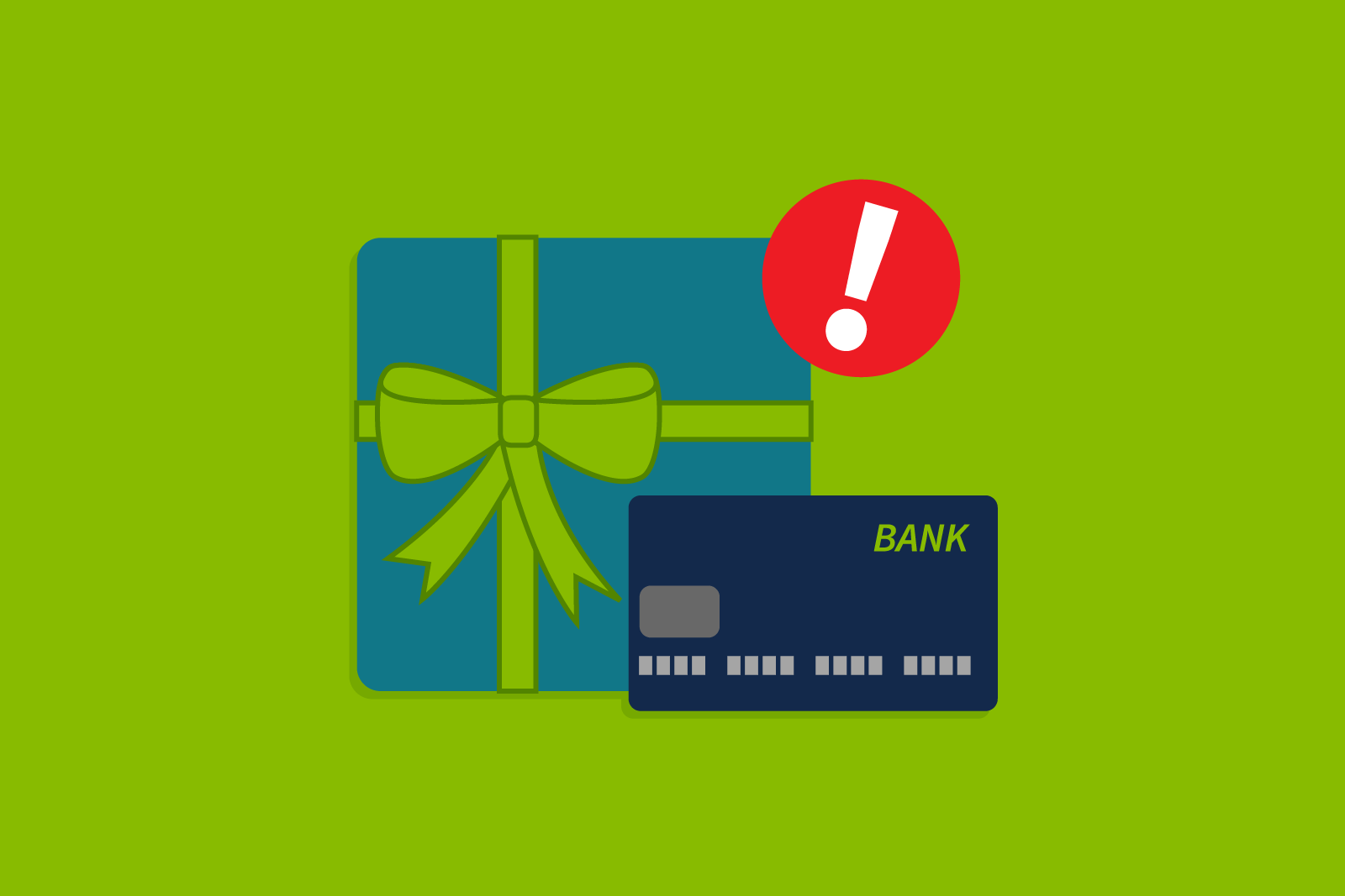 Illustration of a wrapped present and a credit card