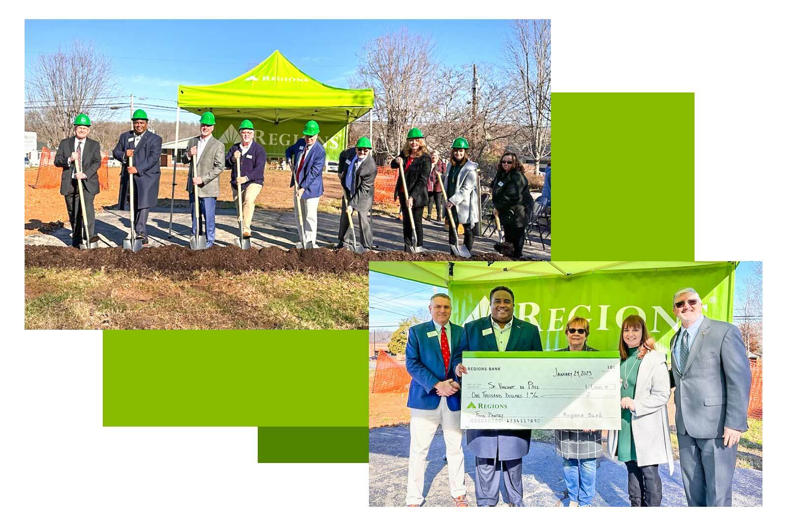 Photos of Waverly Branch groundbreaking and check presentation