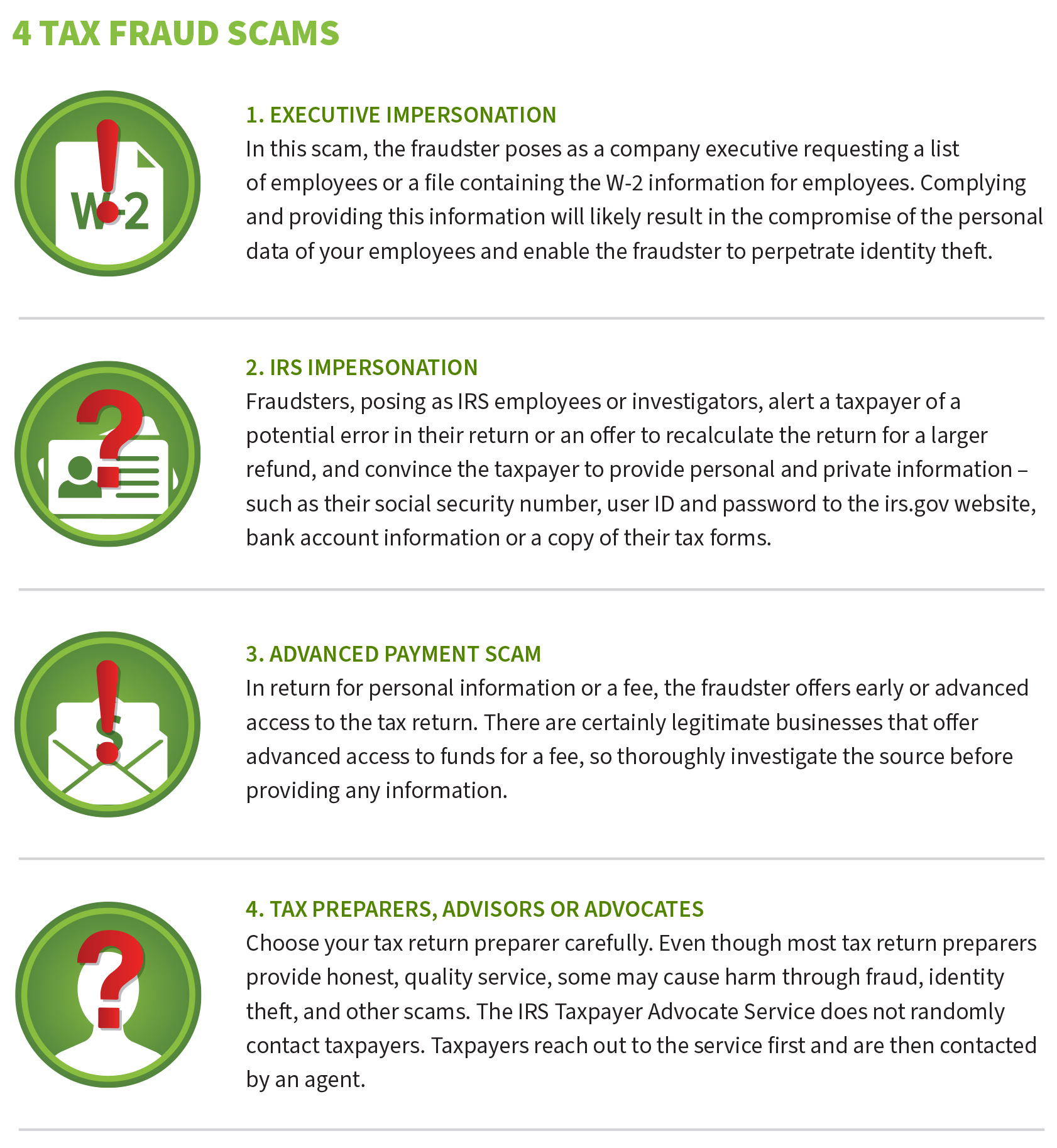 Tax Fraud Scams Infographic, click for PDF