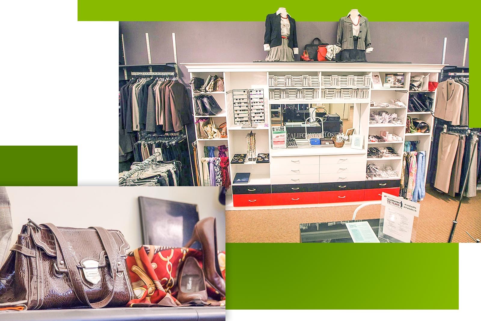 photos of store interior with clothes and accessories