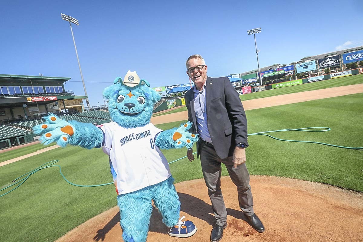 John Stacy with Space Cowboys mascot