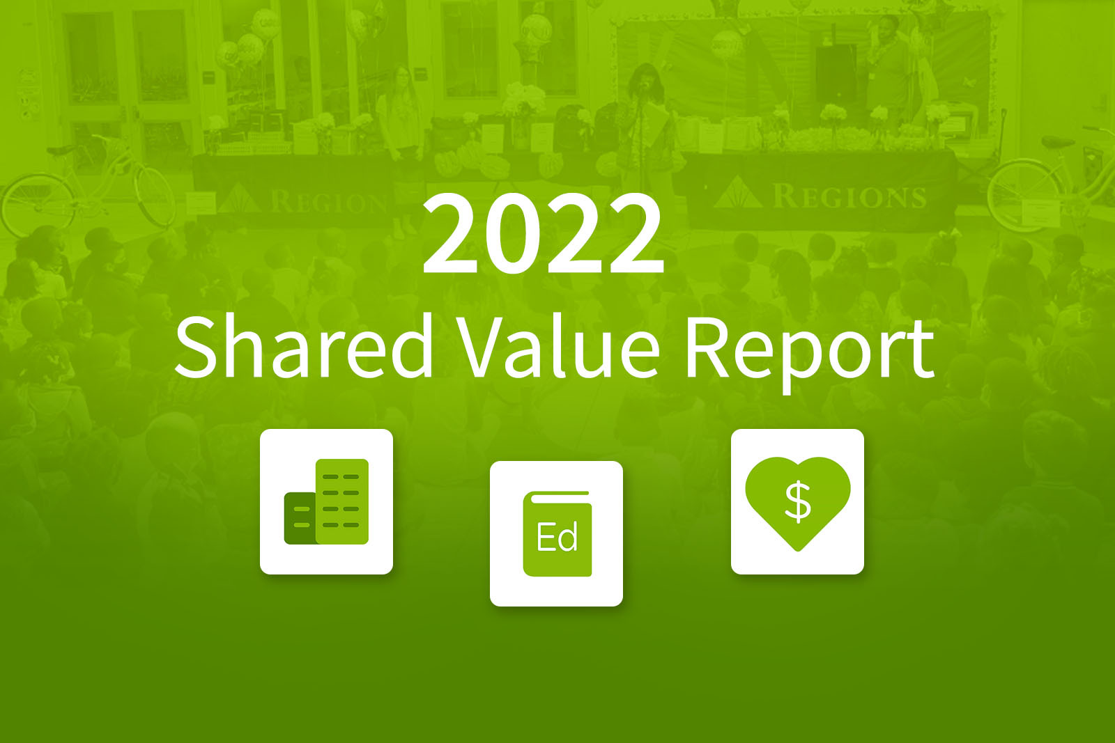 2022 Shared Value Report title with tree icons and event...