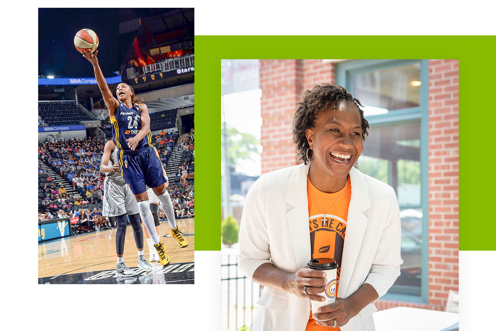 photos of Tamika Catchings. The first photos shows her on...