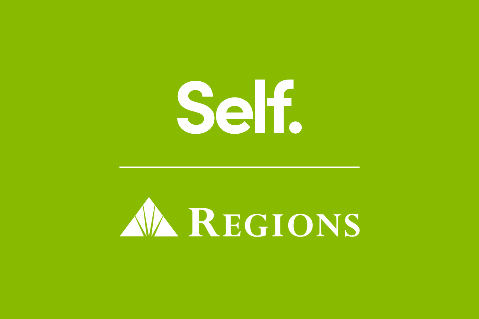 Self Financial and Regions logos on green background