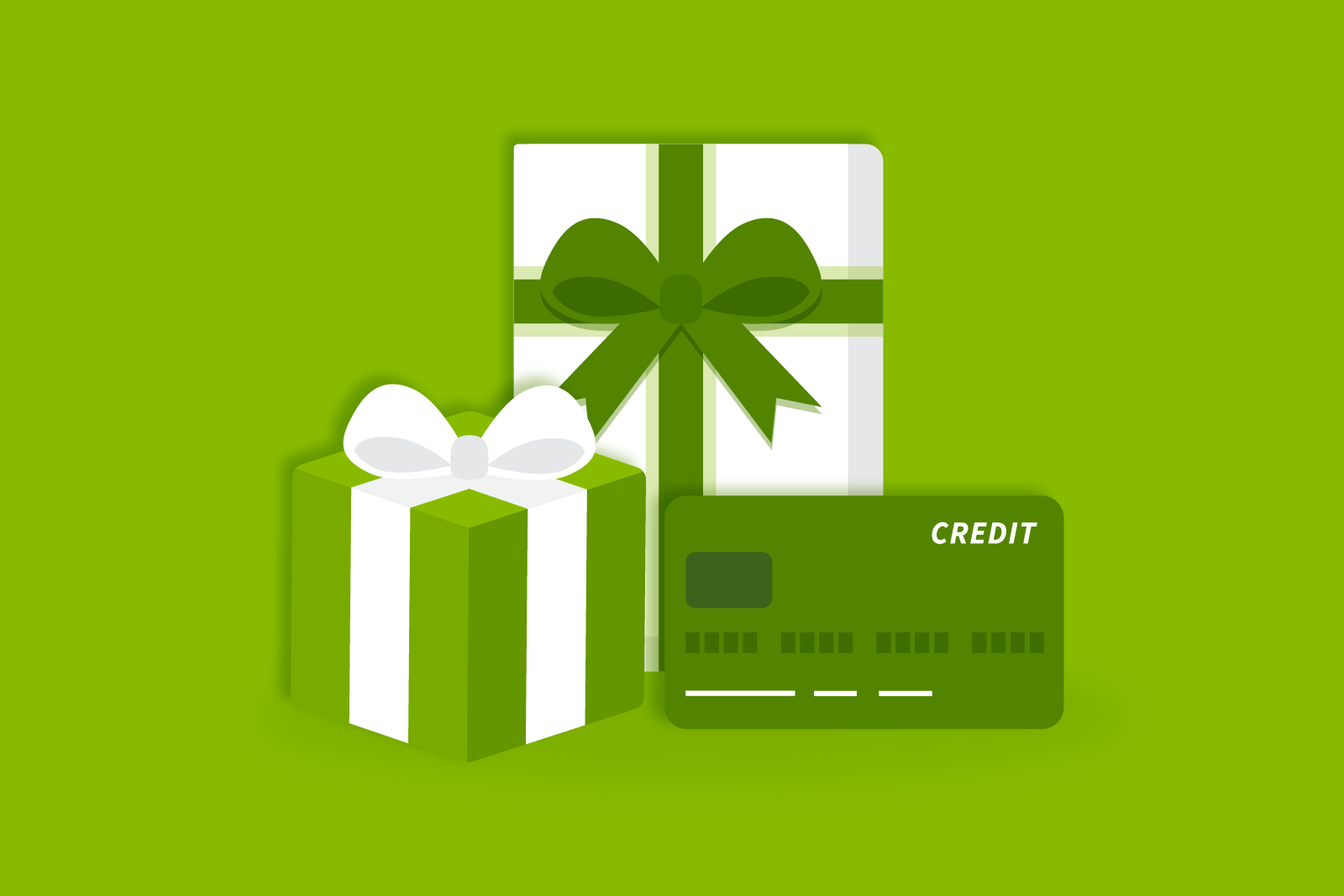illustration of two gift packages and a credit card, for...