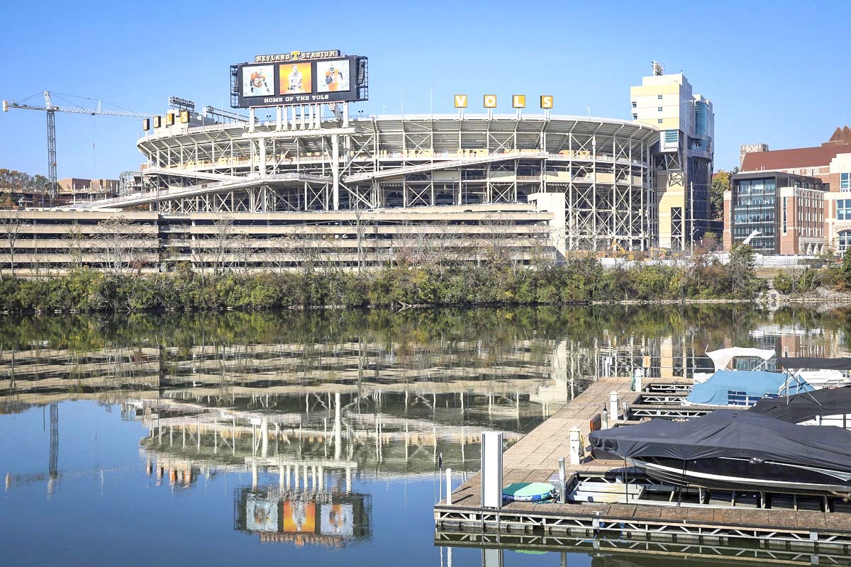 Neyland Stadium on the banks of the Tennessee River