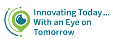 Icon of a location marker with a magnifying glass in the center. Test to the right of the icon reads, "Innovating today with an eye on tomorrow."