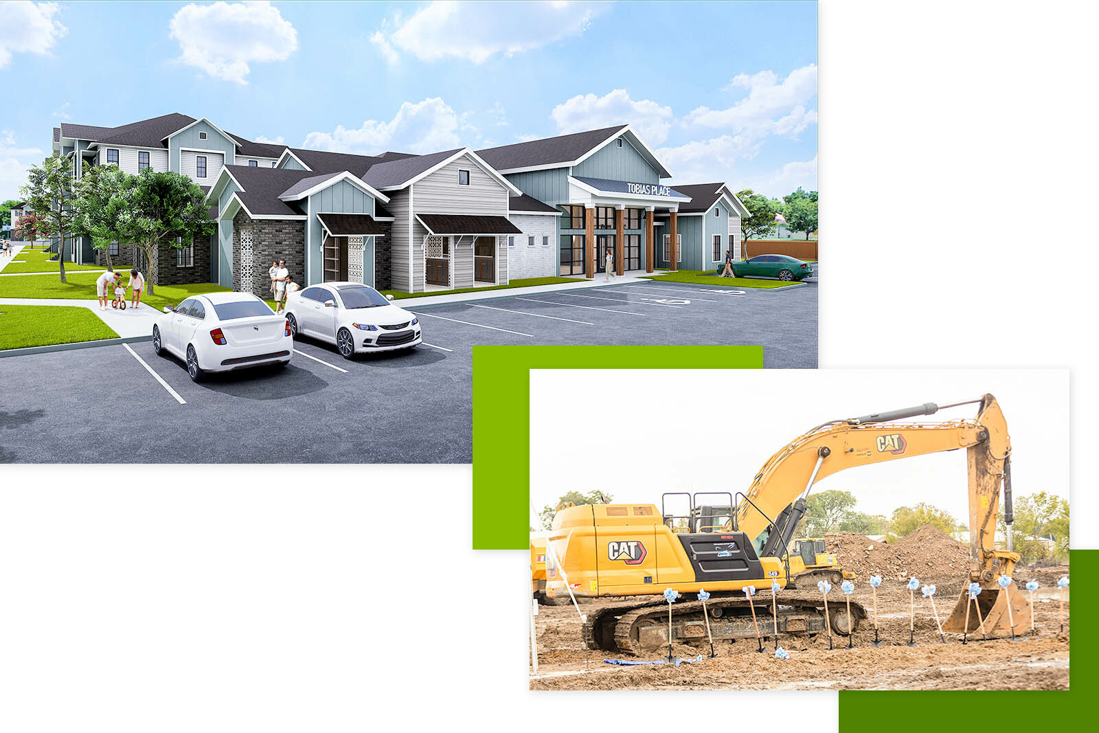 Tobias Place rendering and construction equipment