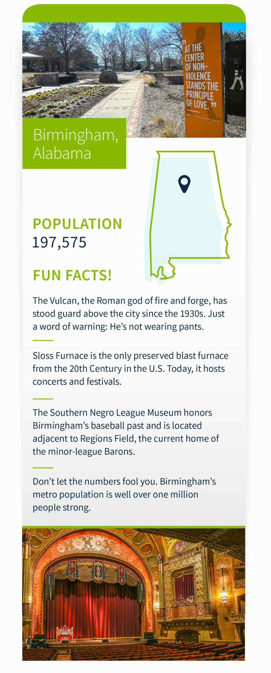 Fun Facts infographic about Birmingham Alabama
