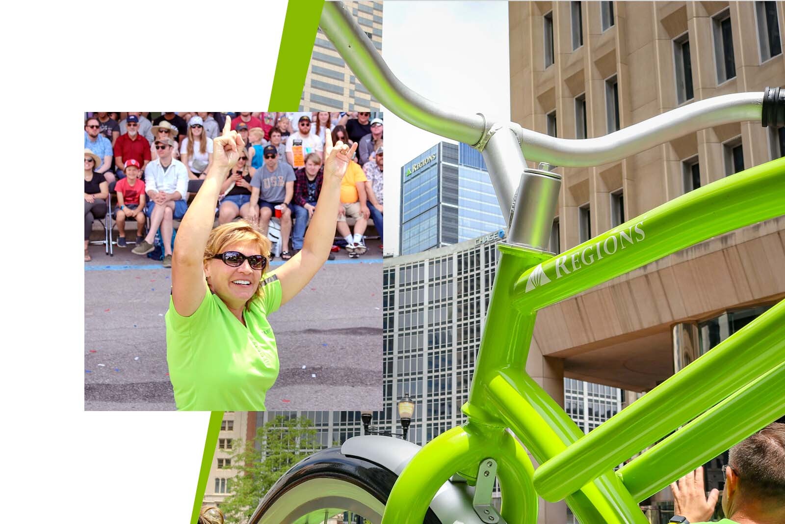 Amy Klus, Regions Treasury Management associate and Regions bike at...