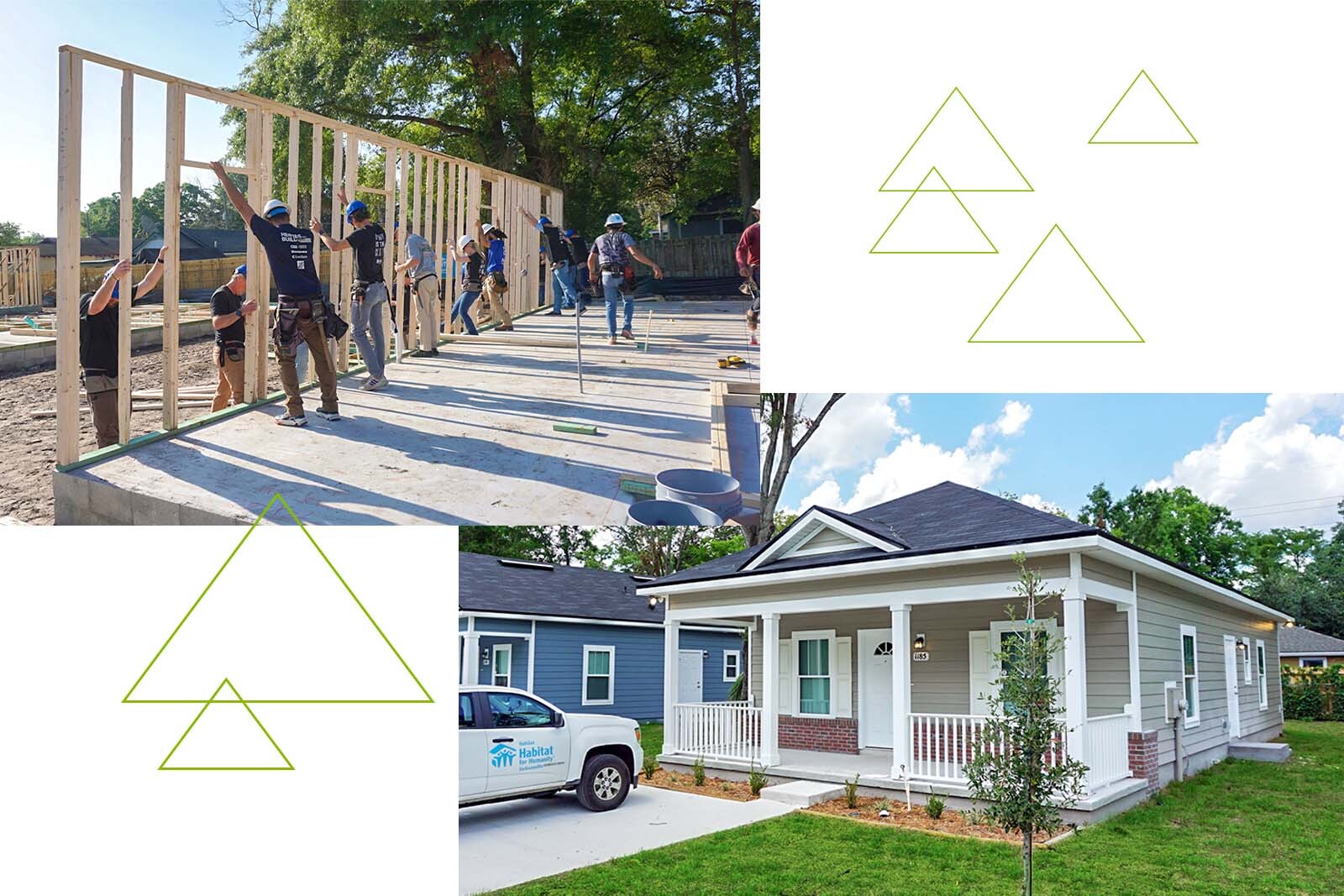 Habitat for Humanity of Jacksonville (also known as HabiJax) volunteers framing a new construction house.