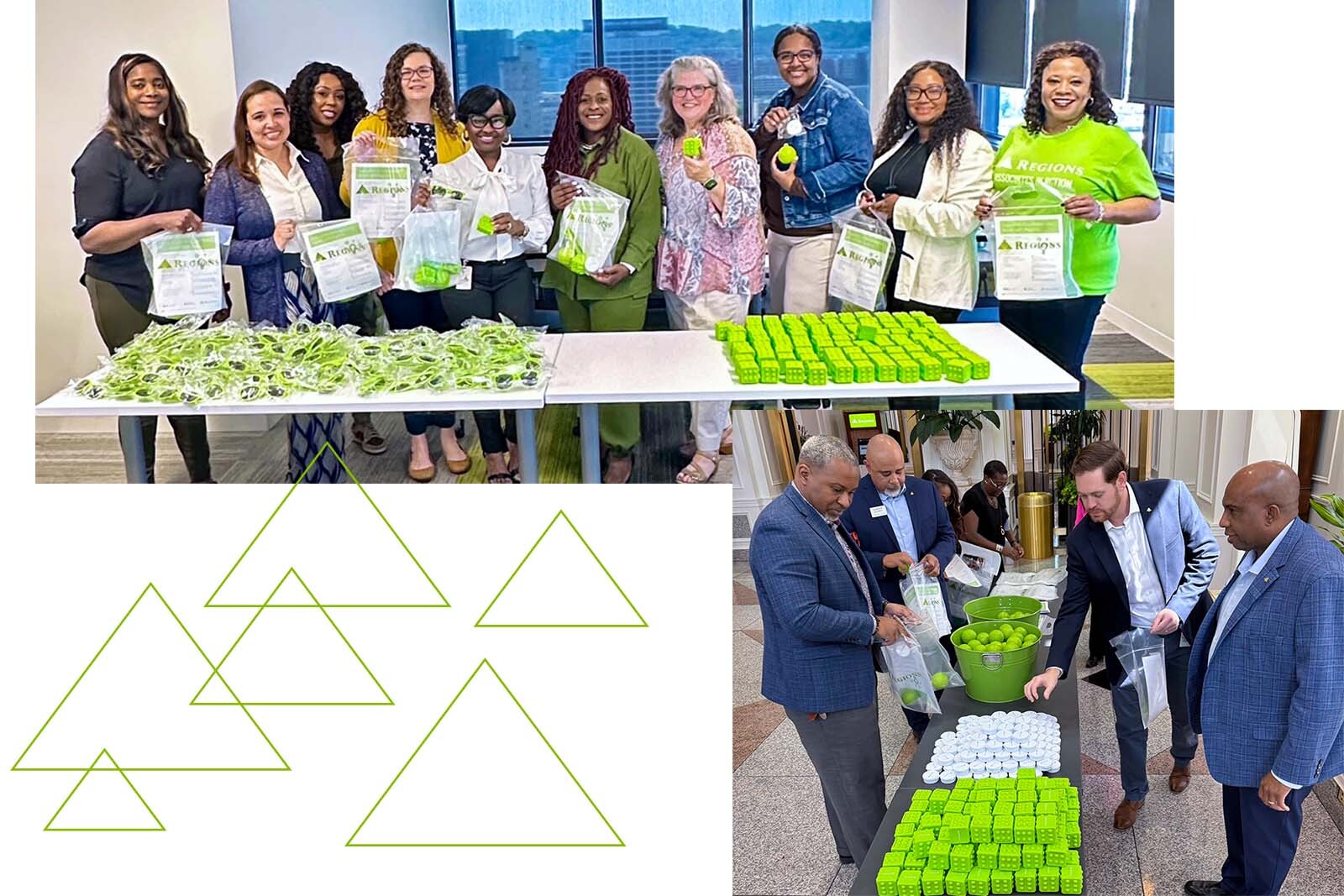 Regions Impact Network volunteers assembling autism sensory packs for Autism Awareness Month.