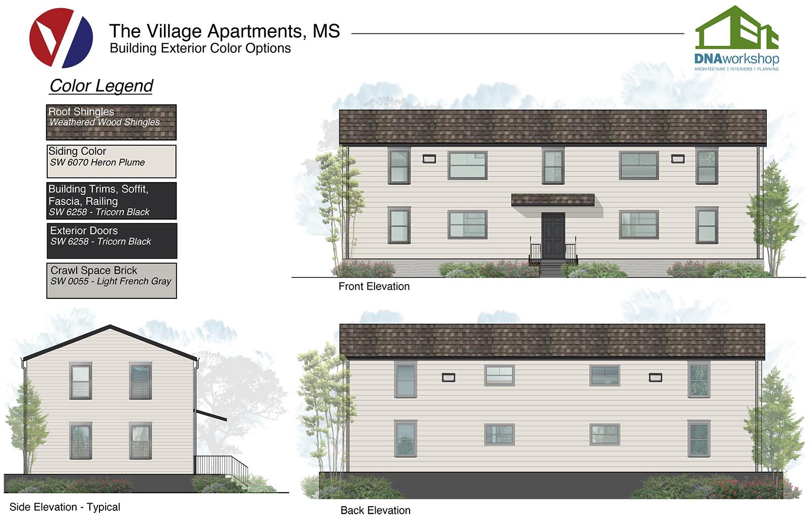 Affordable Housing: Village Apartments rendering, Jackson, Mississippi part of Jackson Trio.