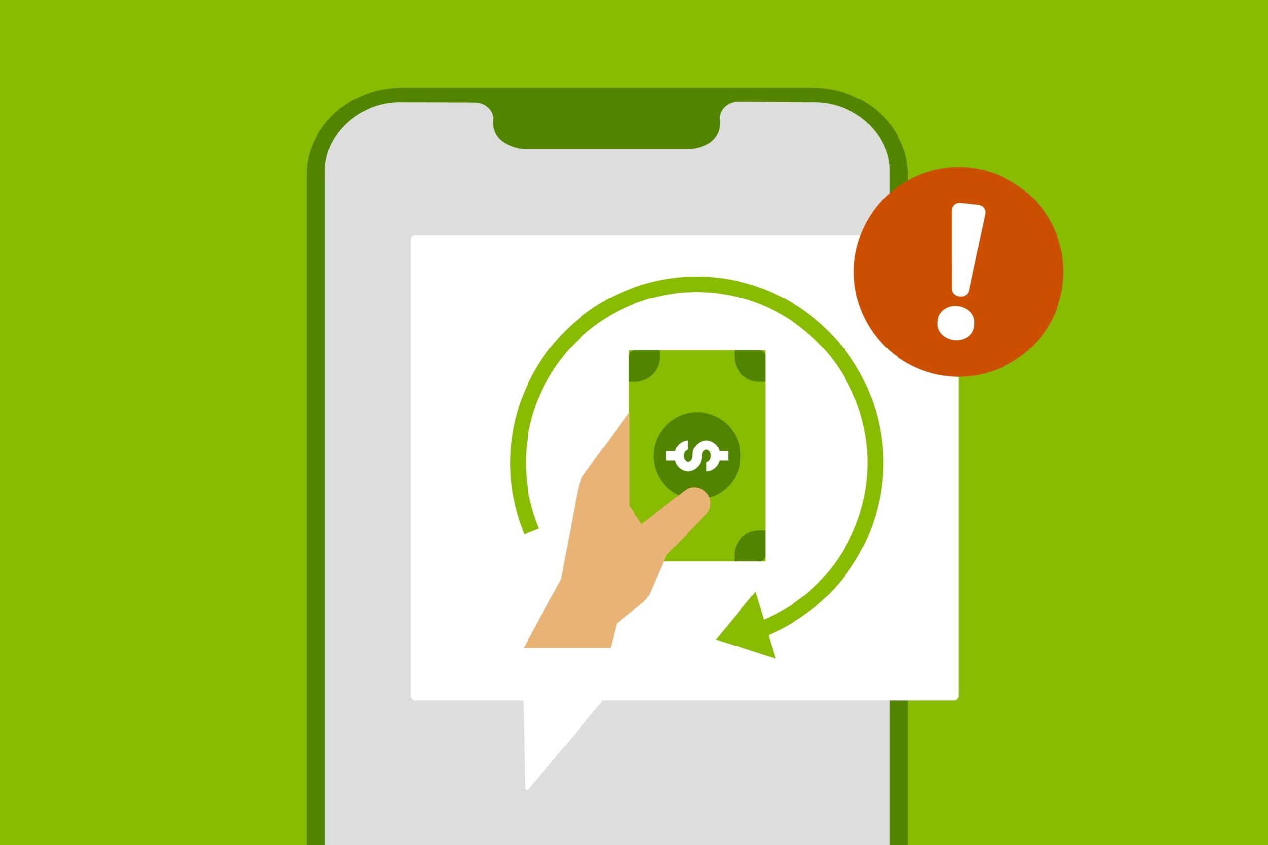 Text message scam with money refund alert.