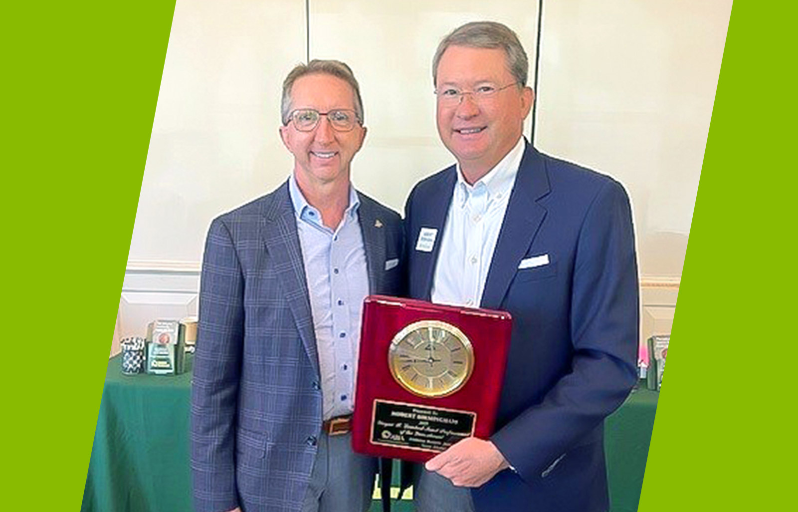 Mark Blackwell, Regional Wealth Executive and Robert Birmingham, Area Wealth Executive at the Professional of the Year by the Alabama Bankers Association (ABA) award ceremony.