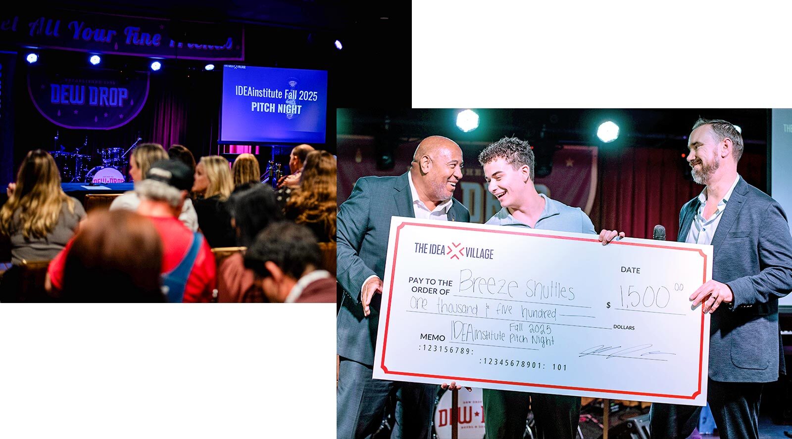 Pitch Night crowd and Pitch Night winners.