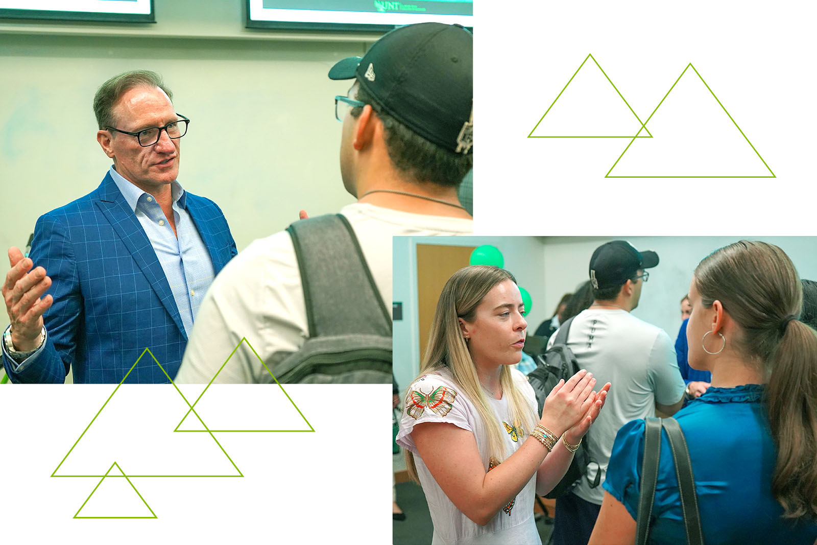 David Zacha and Reagan Donahue with students at “Fine Print, Big Impact” event.