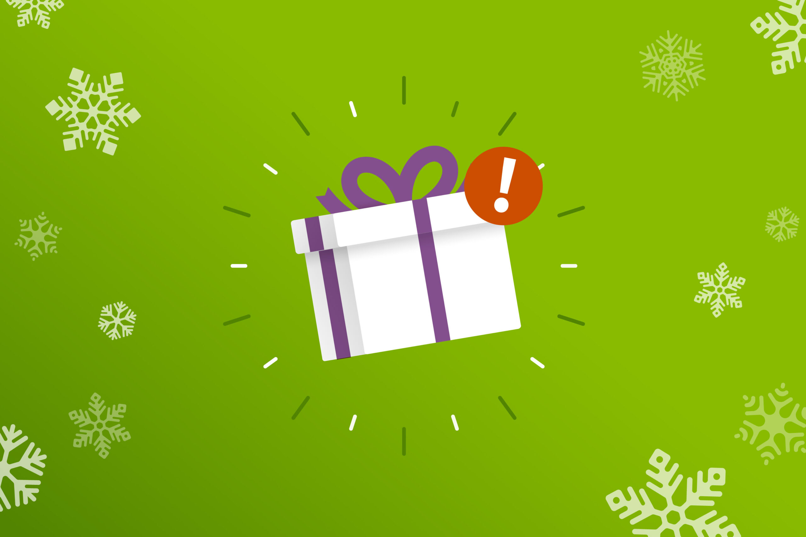 Illustration of a wrapped gift with an exclamation mark on...