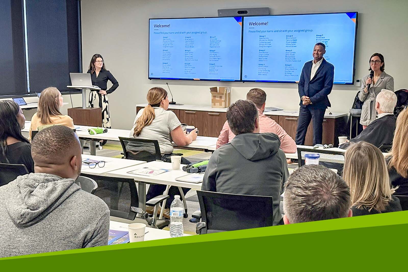 Classroom and presenters at the FinX Experience.