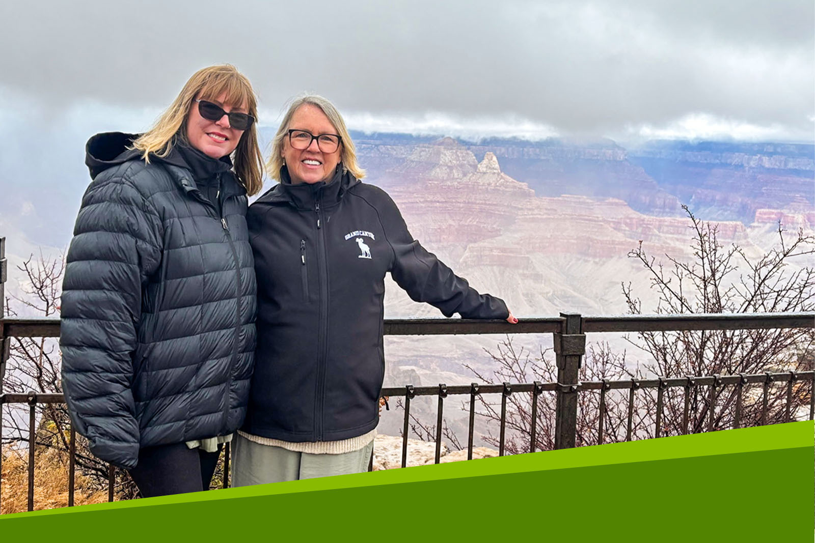 Virginia Kelley and her daughter at the Grand Canyon overlook.