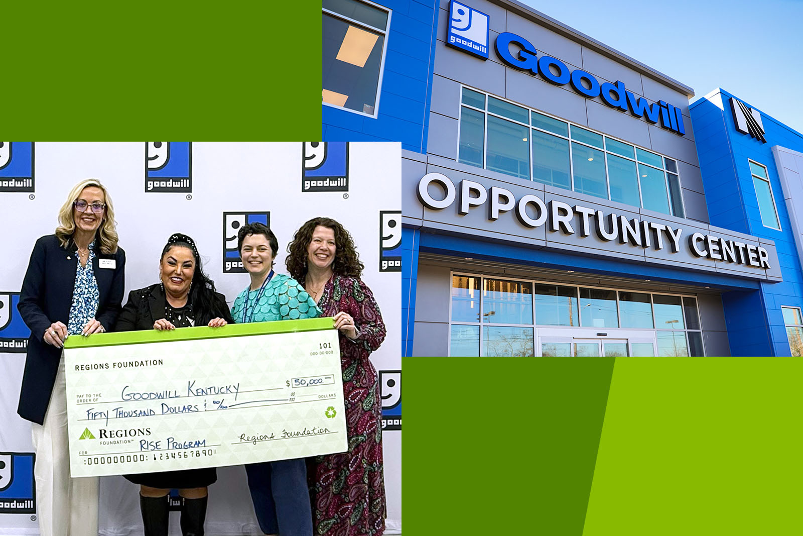 Regions Foundation and associates holding check for Goodwill Kentucky and...