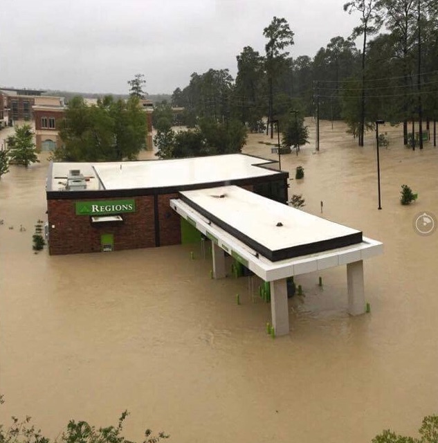 Regions Bank branch during flood