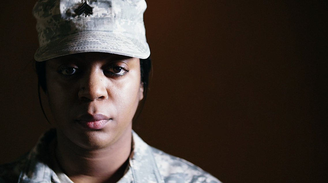 a woman in army uniform