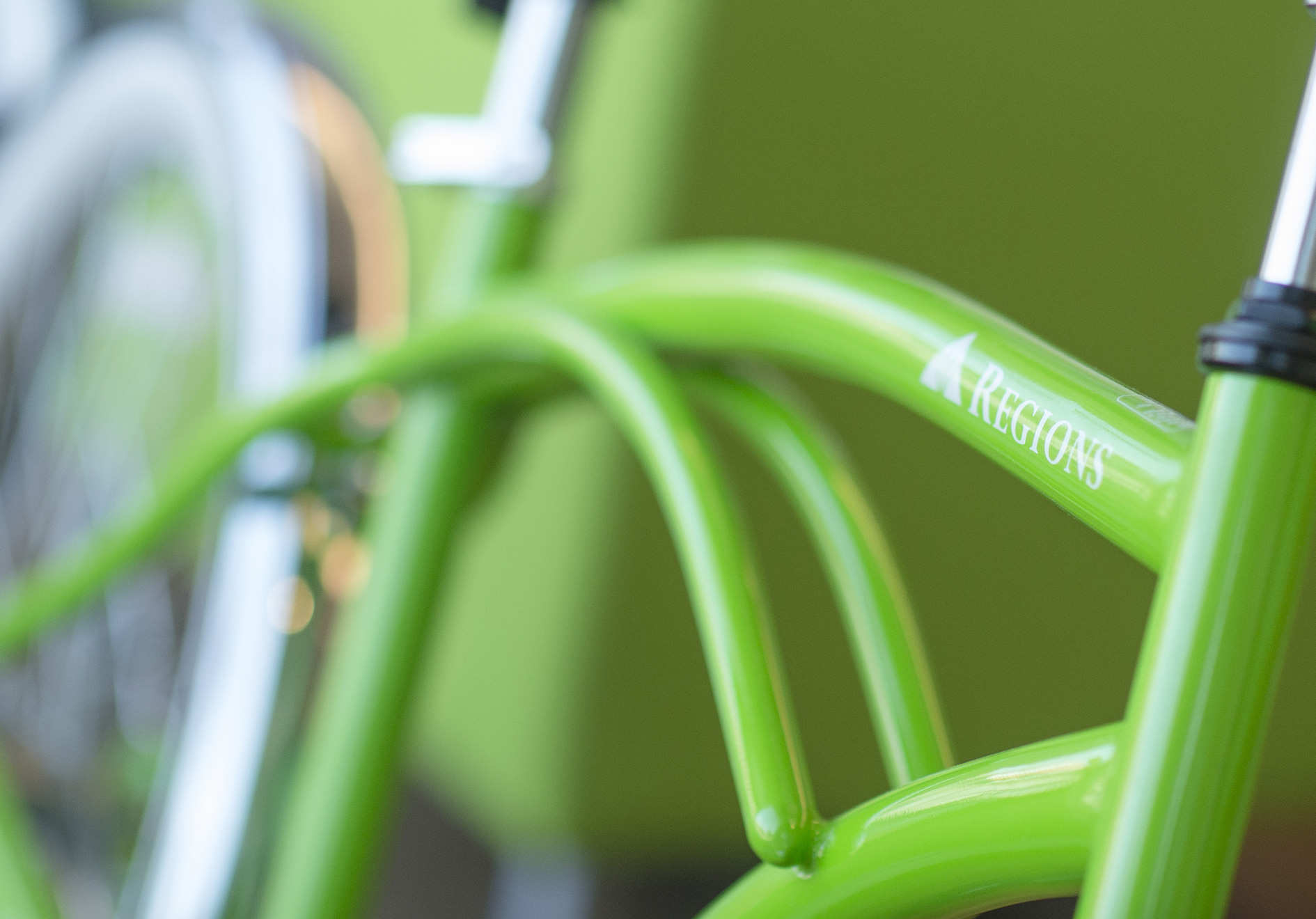 closeup of green bike