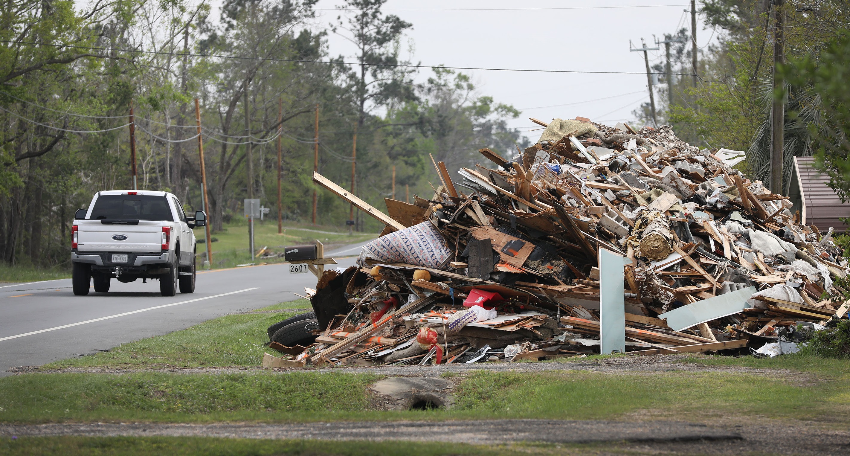debris on the side of the road
